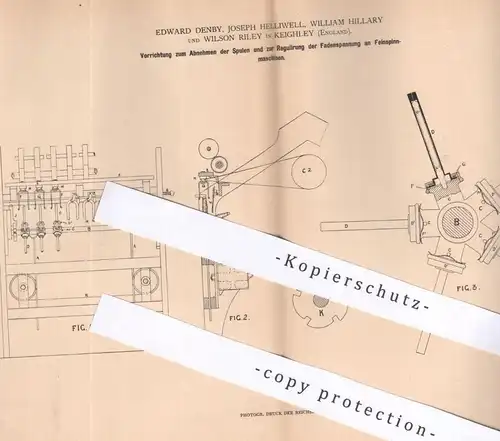 original Patent - Edward Denby , Joseph Helliwell , William Hillary , Wilson Riley | Keighley , England | Spinnmaschinen