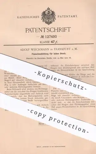 original Patent - Adolf Wiechmann , Frankfurt / Main , 1900 , Flanschendichtung für hohen Druck | Dichtung , Flansch