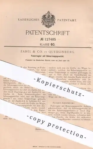original Patent - Zabel & Co. , Quedlinburg , 1900 , Federregler mit Beharrungsgewicht | Regler , Gewicht , Gewichte