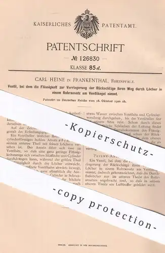 original Patent - Carl Heine , Frankenthal , 1900 , Ventil , Ventile | Wasserhahn , Wasserleitung | Klempner