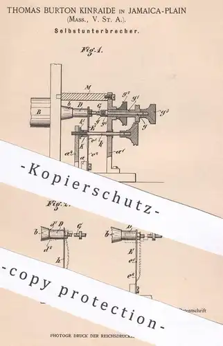 original Patent - Thomas Burton Kinraide , Jamaica Plain , Massachusetts USA , 1898 , Selbstunterbrecher | Elektromagnet