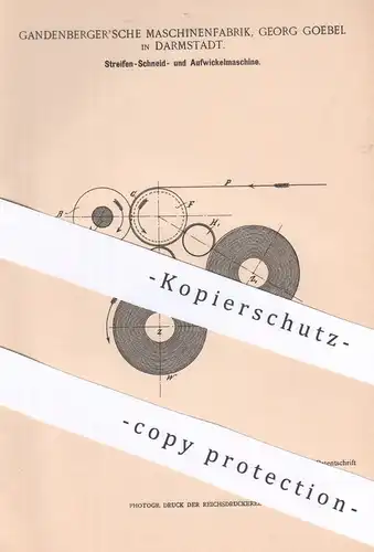 original Patent - Gandenberger'sche Maschinenfabrik , Georg Goebel , Darmstadt , 1899 , Papier | Papierfabrik | Walzen