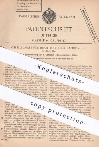 original Patent - Drahtlose Telegraphie GmbH Berlin , 1905 , Relais im geschlossenen Gehäuse | Telegraph , Telegrafie !