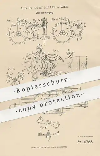 original Patent - August Ernst Müller , Wien , Österreich , 1879 , Chronometergang | Chronometer | Uhr , Uhrmacher !