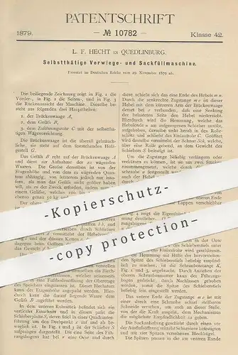 original Patent - L. F. Hecht , Quedlinburg , 1879 , Verwiegemaschine , Sackfüllmaschine | Waage , Wiegen