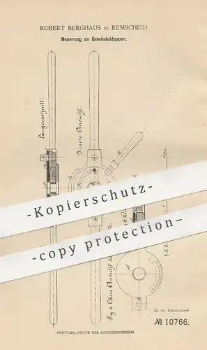 original Patent - Robert Berghaus , Remscheid , 1880 , Gewindekluppen | Gewinde Kluppe | Werkzeug , Schneidzeug , Metall