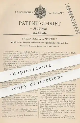 original Patent - Emilien Rocca , Marseille , Frankreich , 1900 , Reinigung von Fett und Öl | Fette , Öle | Dampf