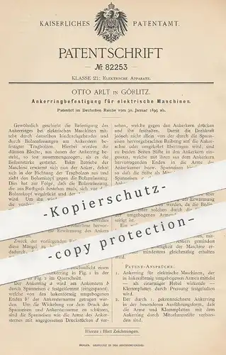 original Patent - Otto Arlt , Görlitz , 1895 , Ankerringbefestigung für elektrische Maschinen | Elektriker , Strom !!