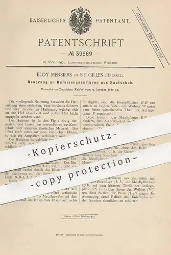 original Patent - Eloy Mensiers , St. Gilles , Brüssel , Belgien , 1886 , Hufeisen - Garnitur aus Kautschuk | Pferde !!