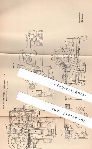 original Patent - John Boman Wills , Keeseville , USA , 1883 , Hufnägelmaschine | Hufnagel , Huf , Hufschmied , Metall