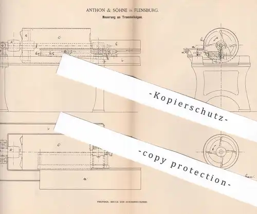 original Patent - Anthon & Söhne , Flensburg , 1884 , Trommelsäge | Säge , Sägen , Holz , Tischler , Zimmermann