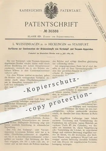 original Patent - L. Wuestenhagen , Hecklingen / Stassfurt , 1884 , Kondensation  | Zuckerfabrik , Zucker , Stärke