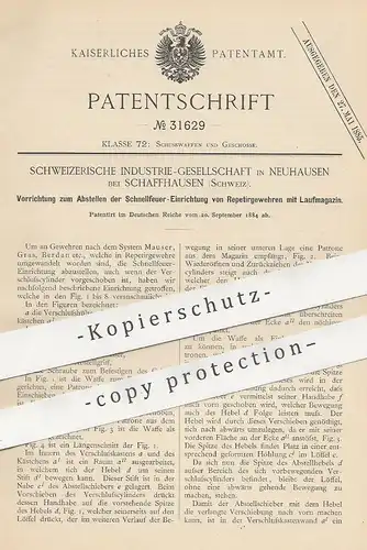 original Patent - Schweizerische Industrie Ges. Neuhausen / Schaffhausen , Schweiz | Repetiergewehr | Gewehr , Waffen