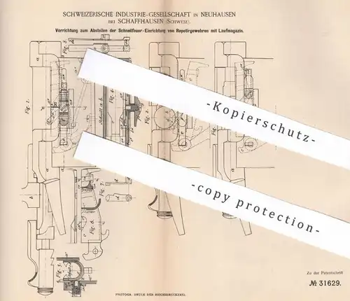 original Patent - Schweizerische Industrie Ges. Neuhausen / Schaffhausen , Schweiz | Repetiergewehr | Gewehr , Waffen