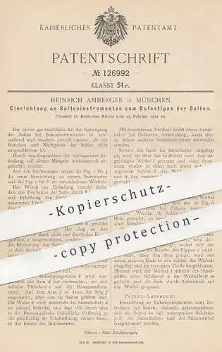 original Patent - Heinrich Amberger , München , 1901 , Befestigen der Saiten an Saiteninstrument | Musik , Geige !!