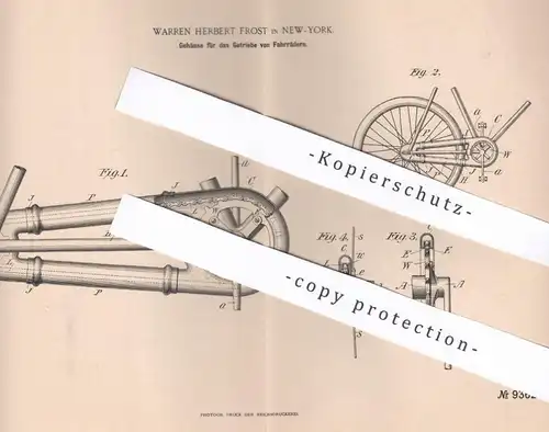 original Patent - Warren Herbert Frost , New York , USA , 1896 , Gehäuse für das Getriebe am Fahrrad | Fahrräder , Rad