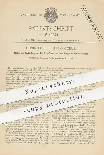 original Patent - Georg Lauer , Leipzig / Gohlis , 1887 , Seilbahn | Rad , Räder , Wagon , Bahn , Eisenbahn !!