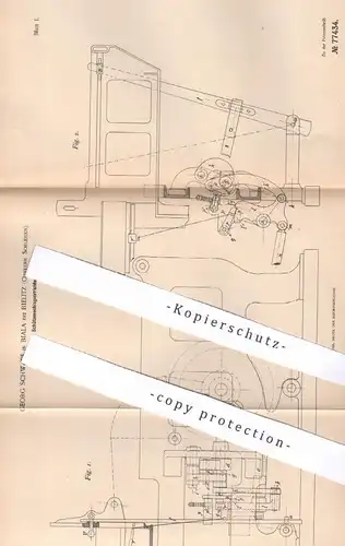 original Patent - Georg Schwabe , Biala / Bielitz , Schlesien , 1894 , Schützenschlagvorrichtung | Webstuhl , Weben