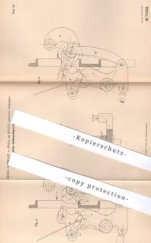 original Patent - Georg Schwabe , Biala / Bielitz , Schlesien , 1894 , Schützenschlagvorrichtung | Webstuhl , Weben