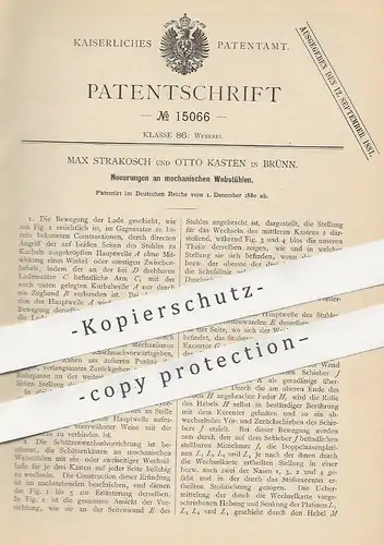 original Patent - Max Strakosch , Otto Kasten , Brünn , 1880 , mechanische Webstühle | Webstuhl , Weben , Weberei !!