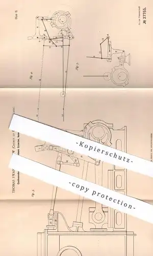 original Patent - Thomas Swan , Jarrow , Durham , England , 1886 , Coulissensteuerung | Steuerung | Dampfmaschine Motor