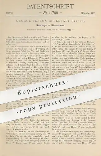 original Patent - George Benson , Belfast , Irland , 1879 , Nähmaschine , Nähmaschinen | Nähen , Schneider , Schneiderei