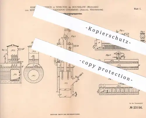 original Patent - Harrison Aydon , Whilton , Hounslow , Middlesex | Edward Field , Chandos Chambers | 1882 | Dampfkessel