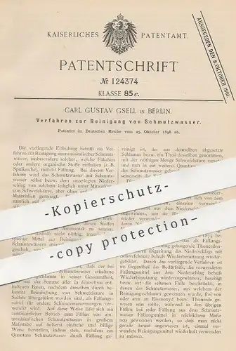 original Patent - Carl Gustav Gsell , Berlin , 1898 , Reinigung von Schmutzwasser | Kanalisation | Klärgrube