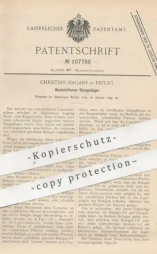 original Patent - Cristian Hagans , Erfurt , 1899 , Nachstellbares Stangenlager | Lokomotive , Eisenbahn , Bahn , Zug