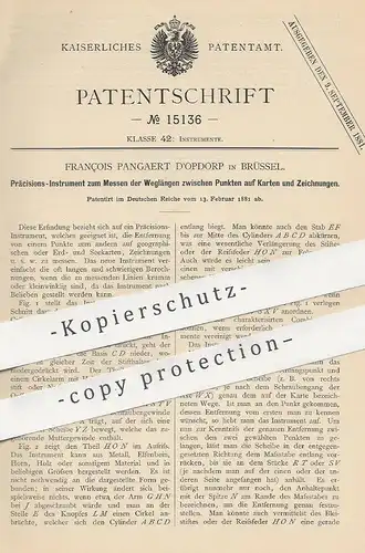 original Patent - François Pangaert D'opdorp , Brüssel , Belgien , 1881 , Instrument zum Messen der Weglänge | Lineal !!