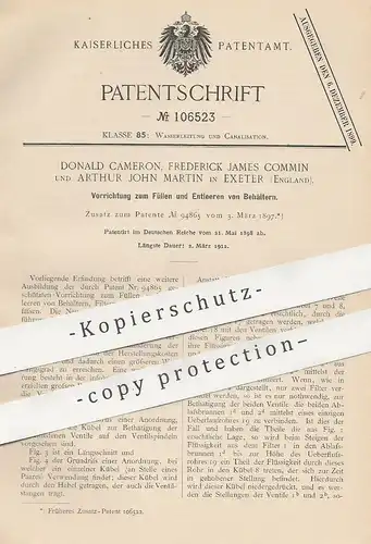 original Patent - Donald Cameron | Frederick James Commin | Arthur J. Martin | Exeter England | Behälter füllen & leeren