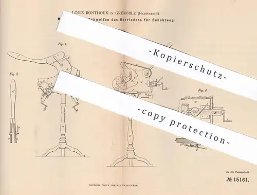 original Patent - Louis Bonthoux , Grenoble , Frankreich , 1880 , Schweifen v. Oberleder | Schuhe , Schuhwerk , Schuster