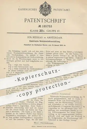 original Patent - Jos. Messias , Amsterdam  , 1906 , Elektrische Weichenstellvorrichtung | Stellwerk , Eisenbahn , Bahn