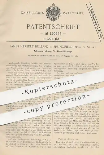 original Patent - James Herbert Bullard , Springfield , Massachusetts , USA , 1899 , Antrieb für Motorfahrzeuge | Motor