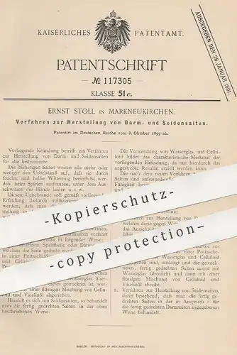 original Patent - Ernst Stoll , Markneukirchen , 1899 , Darmsaite , Seidensaite für Instrumente | Saiten , Musik , Geige