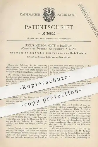 original Patent - Lucius Hector Hoyt , Danbury Fairfield Connecticut , USA | Formen der Hutränder | Hut , Hüte , Modist