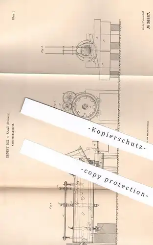 original Patent - Ernest Mik , Saaz , Böhmen , 1886 , Kalklöschapparat | Kalk , Wasser , Trommel , Rotation !!!