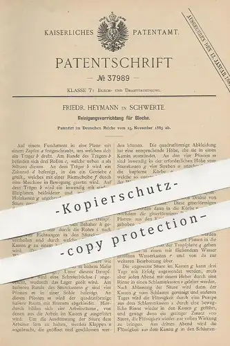 original Patent - Friedr. Heymann , Schwerte , 1885 , Reinigung von Blech | Bleche , Draht , Metall | Säure !!