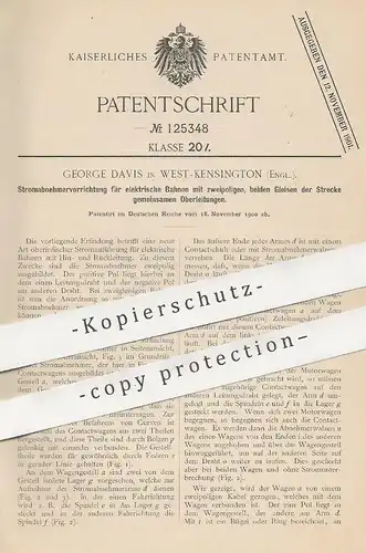 original Patent - George Davis , West Kensington , England , 1900 , Stromabnehmer für elektrische Bahnen | Straßenbahn !