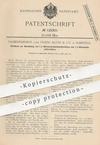 original Patent - Farbenwerke vorm. Friedr. Bayer & Co. , Elberfeld | Darst. von Nitroacetylamidoanthrachinon | Chemie