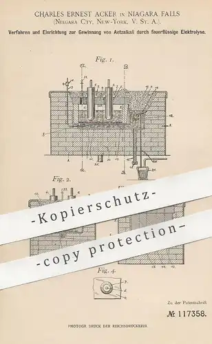 original Patent - Charles Ernest Acker , Niagara Falls , New York , USA | Gewinnung von Aetzalkali durch Elektrolyse