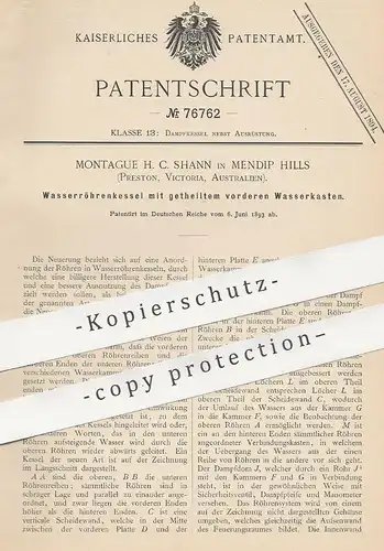 original Patent - Montague H. C. Shann , Mendip Hills , Preston , Victoria , Australien | Wasserröhrenkessel | Kessel