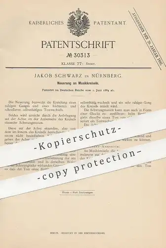 original Patent - Jakob Schwarz , Nürnberg , 1884 , Musikkreisel | Musik - Kreisel | Brummkreisel | Spielzeug !!