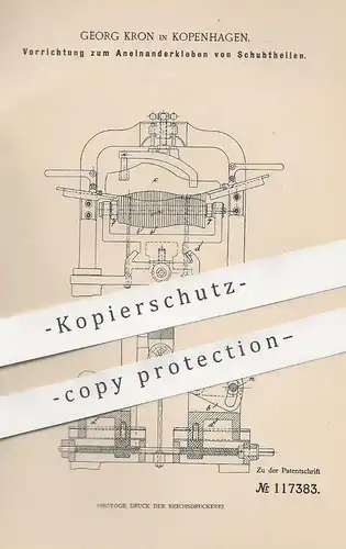 original Patent - Georg Kron , Kopenhagen , Dänemark , 1900 , Schuhteile Aneinanderkleben | Schuh , Schuhwerk , Schuster