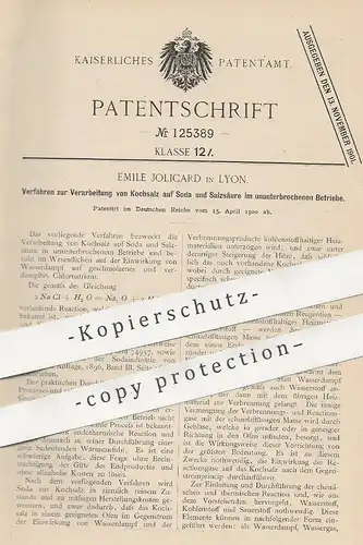 original Patent - Emile Jolicard , Lyon , Frankreich , 1900 , Verarbeitung von Kochsalz auf Soda u. Salzsäure | Säure !!