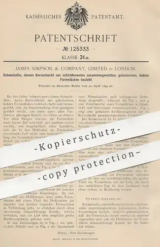 original Patent - James Simpson & Company Limited , London , England , 1899 , Schmelzofen | Ofen , Hochofen , Ofenbauer