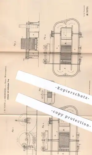 original Patent - J. M. Voith , Heidenheim / Brenz | 1893 | Papierstoff - Holländer | Papier , Papierfabrik , Stoff