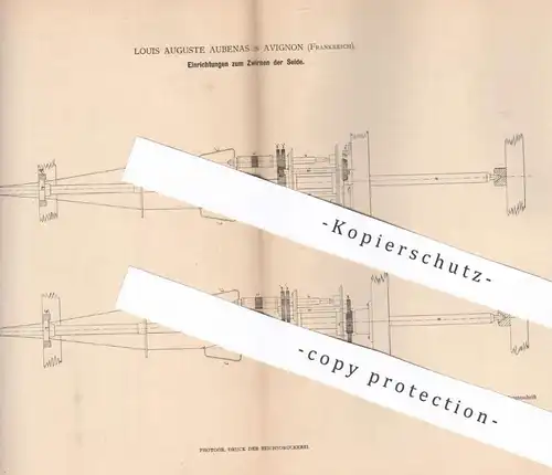 original Patent - Louis Auguste Aubenas , Avignon , Frankreich , 1881 , Zwirnen der Seide | Seidenfaden , Spinnerei !!!