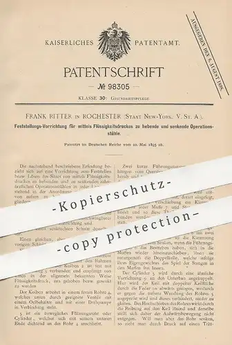 original Patent - Frank Ritter , Rochester , New York , USA , 1895 , beweglicher Operationsstuhl | OP - Stuhl , Arzt !!