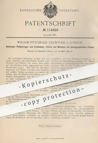 original Patent - William Fitzgerald Crawford , London , England , 1899 , Rotierender Plattenträger | Photography , Foto